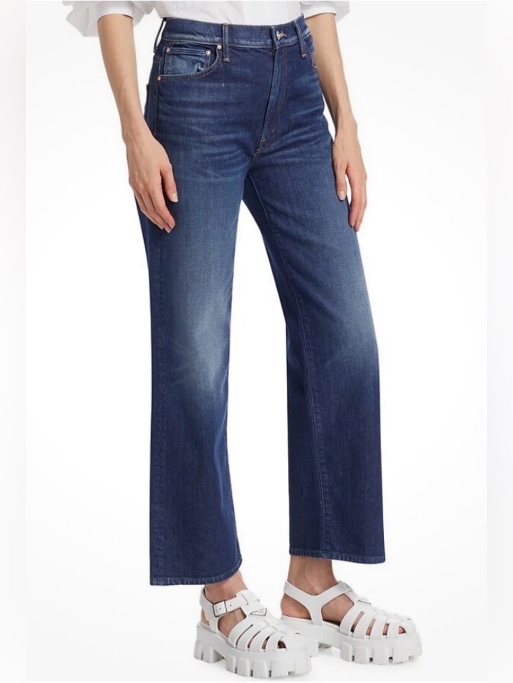 MOTHER Superior The Dodger Flood Jeans Digital Underground Wide Leg Blue $248 30